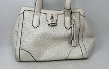 Load image into Gallery viewer, London Fog Womens White Ostrich Embossed Charm Bottom Studs Satchel Handbag
