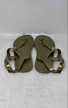 Load image into Gallery viewer, Michael Kors Womens Gold MK Plate Jelly Buckle Open Toe Thong Sandals Size 11M

