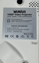 Load image into Gallery viewer, WIMIUS S4 White Full HD 1080P Bluetooth Home Theater Video Projector Not Tested
