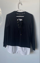 Load image into Gallery viewer, Calvin Klein Womens Black White Long Sleeve Shirt Blouse Top Size Small
