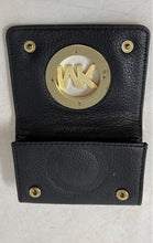 Load image into Gallery viewer, Michael Kors Unisex Black Logo Pebbled Leather Foldover Card Case Wallet
