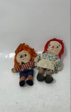 Load image into Gallery viewer, Lot Of 2 Pcs Vintage Cloth Rag Striped Legs Floral Dress Plaid Shirt Mixed Doll
