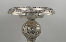 Load image into Gallery viewer, Silver-Tone Pillar Embossed Floral And Figural Design Candlestick Holder
