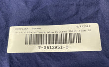 Load image into Gallery viewer, Calvin Klein Boys Blue Printed Slim Fit Stretch Long Sleeve Dress Shirt Size 20
