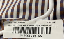 Load image into Gallery viewer, Bugatchi Mens Brown Striped Long Sleeve Collared Button-Up Shirt Size Large
