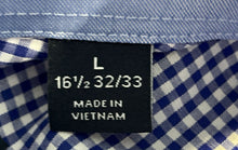 Load image into Gallery viewer, Nautica Mens Blue Gingham Print Collared Long Sleeve Dress Shirt Size Large
