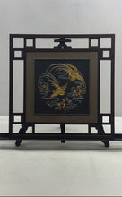 Load image into Gallery viewer, Chinese Embroidered Silk Double Phoenix Framed Art Table Desk Screen Stand
