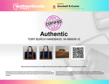 Load image into Gallery viewer, Authentic Tory Burch Womens Jesse Blue Brown Mini Tote Handbag Damaged

