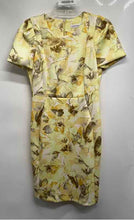 Load image into Gallery viewer, Calvin Klein Womens Yellow Floral Short Sleeve Round Neck Sheath Dress Size 10
