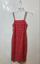 Load image into Gallery viewer, Zara Womens Red White Printed Side Slit Spaghetti Strap Midi Sheath Dress Size S
