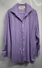 Load image into Gallery viewer, Michael Kors Mens Purple Printed Cotton Non Iron Dress Shirt Size 17.5 32/33
