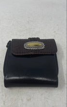 Load image into Gallery viewer, Unbranded Womens Black Brown Leather Credit Card Slot Embossed Trifold Wallet
