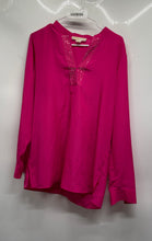 Load image into Gallery viewer, Michael Kors Womens Pink Embellished Long Sleeve Split Neck Tunic Top Size Large
