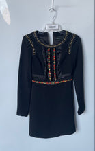 Load image into Gallery viewer, Marciano Womens Black Embellished Long Sleeve Back Zip Sheath Dress Size XS
