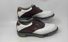 Load image into Gallery viewer, FootJoy Mens DryJoys Tour 53612 White Brown Leather Lace-Up Golf Shoes Size 9 M
