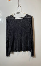 Load image into Gallery viewer, Victoria's Secret Womens Black Silver Sparkle Sheer Pullover Blouse Top Size M/L
