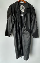Load image into Gallery viewer, Springwest Womens Black Paisley Leather Long Sleeve Trench Coat Size Large
