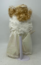 Load image into Gallery viewer, Vintage 89798 Collectible Blonde Blue Eyes Floral Box Stand Porcelain Doll

