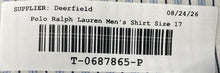 Load image into Gallery viewer, Polo Ralph Lauren Mens Curham White Blue Striped Cotton Dress Shirt Size 17

