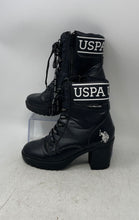 Load image into Gallery viewer, U.S. Polo Assn. Womens Black Round Toe Lace-Up Ankle Block Combat Boots Size 5
