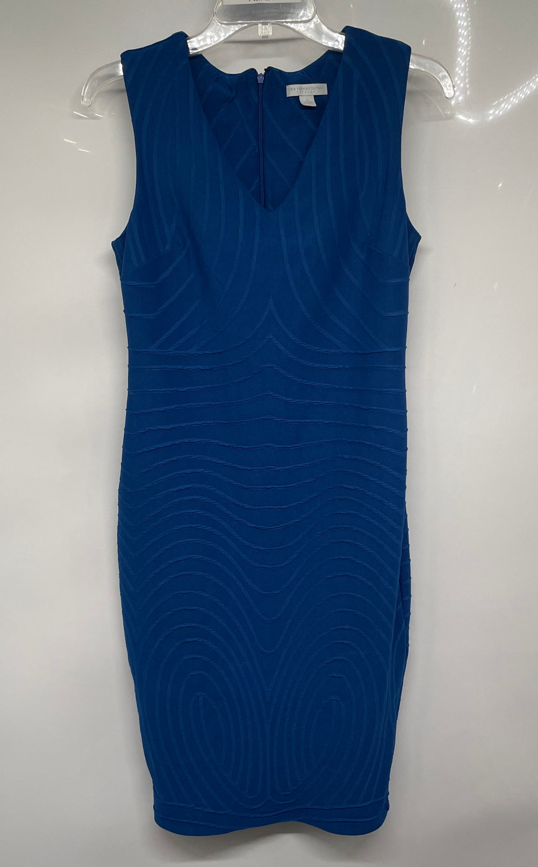 New York & Company Womens Blue Textured Sleeveless Stretch Sheath Dress Size S