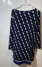Load image into Gallery viewer, Michael Kors Womens Blue Black White Geometric Long Sleeve Shift Dress Size M
