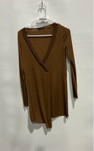 Load image into Gallery viewer, Zara W&amp;B Womens Brown Long Sleeve V-Neck Asymmetrical Hem Tunic Top Size S
