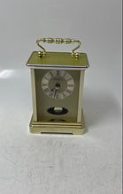 Load image into Gallery viewer, Vintage Seth Thomas 243 Brass &amp; Glass Round Quartz Analog Dial Charm Desk Clock
