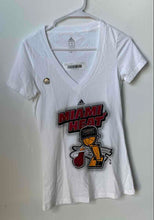 Load image into Gallery viewer, Adidas Womens White Miami Heat Basketball Short Sleeve Graphic T-Shirt Size S
