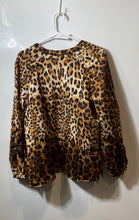 Load image into Gallery viewer, Sioni Womens Brown Animal Print Long Sleeve Blouse Top Size Medium With Tag
