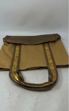 Load image into Gallery viewer, Gianni Bini Womens Gold Brown Canvas Sequin Double Handle Magnetic Tote Handbag
