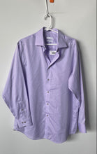 Load image into Gallery viewer, Calvin Klein Mens Light Purple Regular Fit Collared Non-Iron Dress Shirt Size 16
