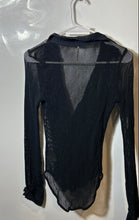Load image into Gallery viewer, Free People Womens Siggi Black Mesh Collared Long Sleeve Button-Up Shirt Size S
