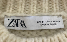 Load image into Gallery viewer, Zara Womens Cream Knitted Long Sleeve Crew Neck Ribbed Hem Pullover Sweater Sz S
