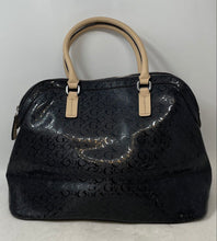 Load image into Gallery viewer, Guess Womens Black Signature Print Charm Double Handle Satchel Handbag
