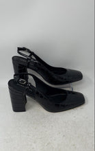 Load image into Gallery viewer, Marc Fisher Womens Black Faux Leather Croc Embossed Block Pump Heels Size 9.5M
