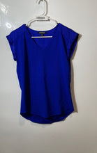 Load image into Gallery viewer, Express Womens Blue Short Cap Sleeve V-Neck Pullover Blouse Top Size XS
