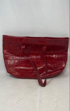 Load image into Gallery viewer, Paola Del Lungo Womens Red Leather Designer Embossed Inner Pockets Tote Bag

