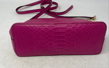 Load image into Gallery viewer, Michael Kors Womens Cindy Pink Snake-Embossed Dome Leather Crossbody Bag
