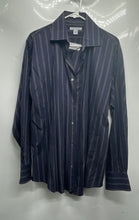 Load image into Gallery viewer, Banana Republic Mens Blue Striped Long Sleeve Spread Collar Dress Shirt Size L
