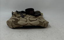 Load image into Gallery viewer, Coach Womens Brown Signature Stripe Detachable Strap Swingpack Crossbody Handbag
