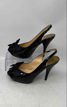 Load image into Gallery viewer, Cole Haan Womens Black Bow Peep Toe High Stiletto Slingback Heels Size 7B
