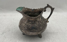 Load image into Gallery viewer, Vintage Silver-Tone Engraved Tableware Scroll Handle Tri-Footed Creamer

