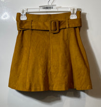 Load image into Gallery viewer, Zara Womens Brown Suede High Waisted Belted Mini Skirt Size Small
