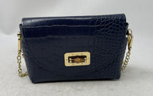 Load image into Gallery viewer, Vera Pelle Womens Blue Genuine Leather Detachable Shoulder Chain Crossbody Bag
