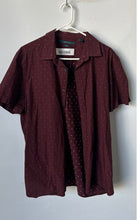 Load image into Gallery viewer, Perry Ellis Mens Wine White Printed Cotton Short Sleeve Button-Up Shirt Size XL
