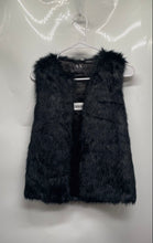 Load image into Gallery viewer, Armani Exchange Womens Black Plush Faux Fur Sleeveless Open Front Vest Size XXS
