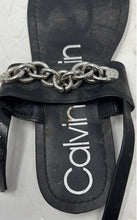 Load image into Gallery viewer, Calvin Klein Womens Roxie Black Toe Ring Buckle Flat Thong Sandals Size 5.5M
