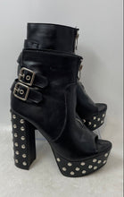 Load image into Gallery viewer, She&amp;In Womens Black Leather Front Zip Block Heel Ankle Booties Size EUR 36
