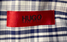 Load image into Gallery viewer, Hugo Boss Mens White Blue Plaid Long Sleeve Dress Shirt Size 15.5 32/33 40
